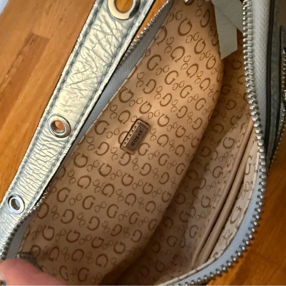 Guess Distressed Blue Metallic Chanera Mini Shoulder Bag - Picture 3 of 4